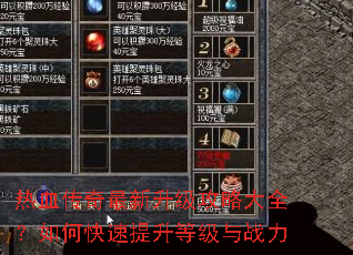 热血传奇最新升级攻略大全?如何快速提升等级与战力 热血传奇最新升级攻略大全?如何快速提升等级与战力